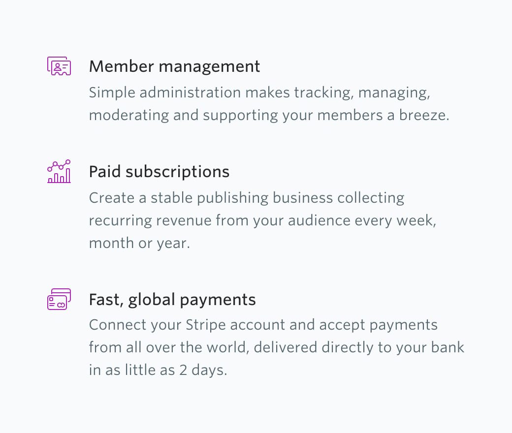 Ghost Membership feature table