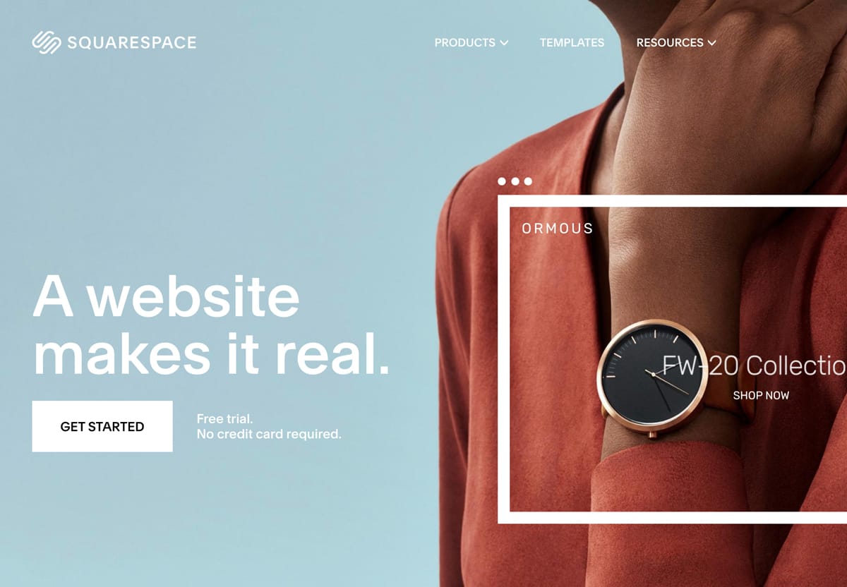 Squarespace CTA button alongside copy