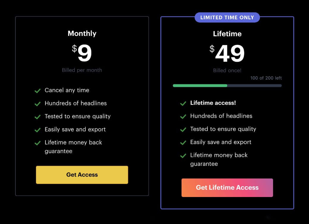 Lifetime Pricing Discount
